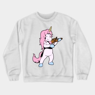 Comic unicorn playing violin Crewneck Sweatshirt